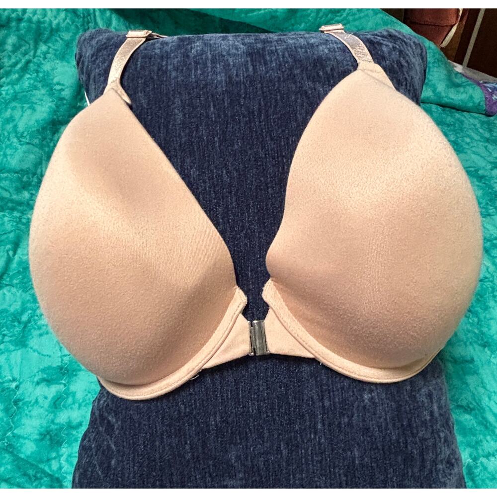 Underwire Bra by Avenue in Tan Size 40 DDD metal front closure adjustable straps
